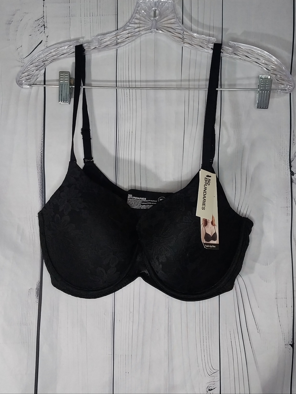 No Boundaries Black Soot Lace Underwire Push-Up Bra